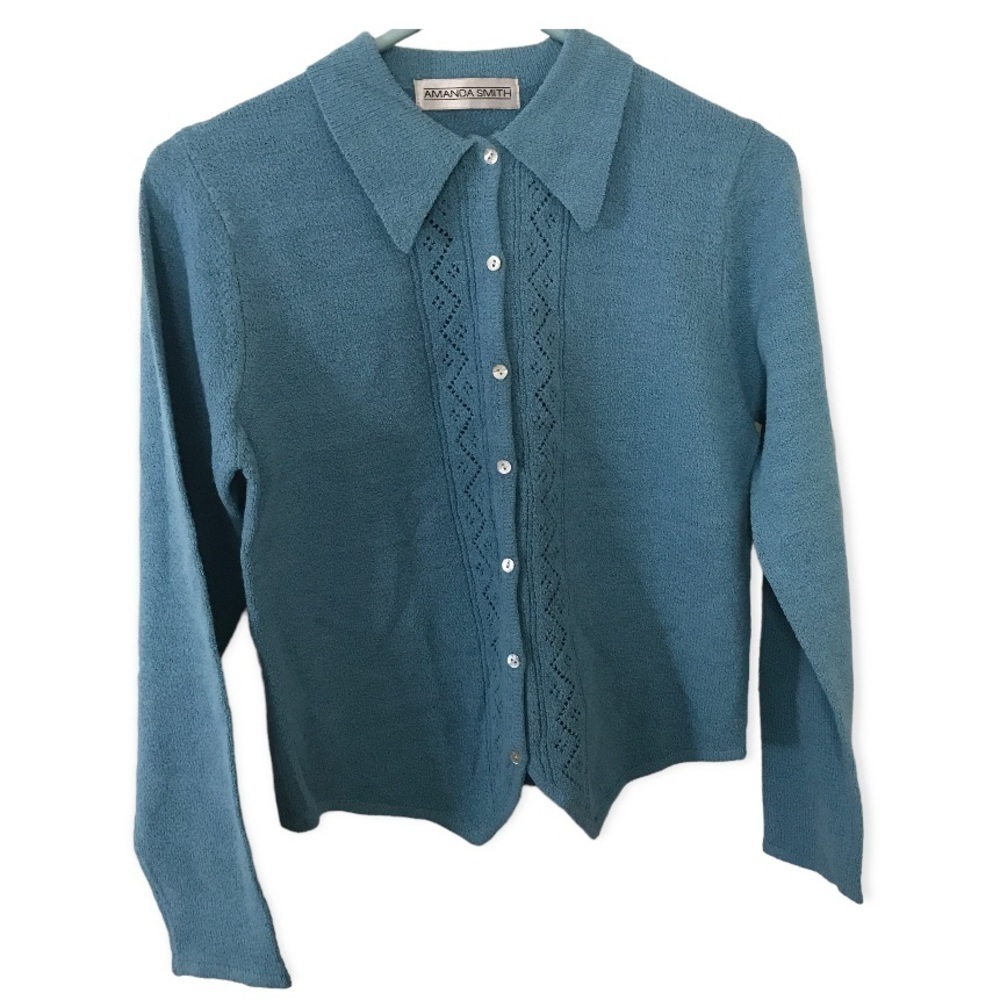 Vintage Amanda smith blue long sleeve button down top